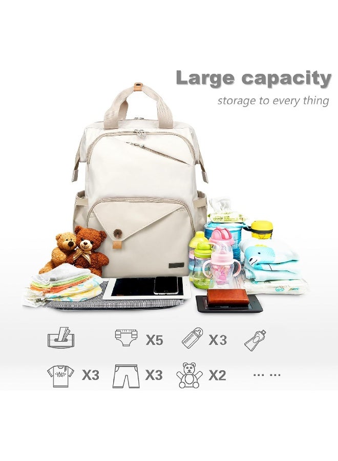 Hap Tim Baby Diaper Bag Backpack Large Capacity Double Compartment with Stroller Straps - Image 2