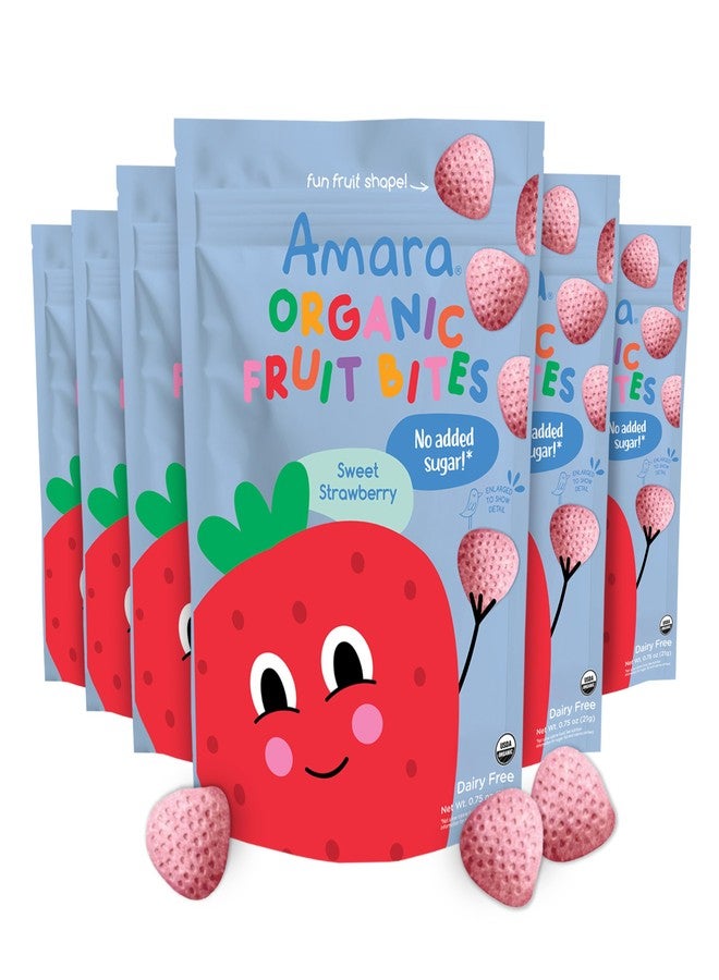 Amara أمارا عضوي فواكه بايتس فراولة حلوة - بدون سكر مضاف، خالي من الألبان، خالي من المكسرات، وجبات خفيفة عضوية من الفواكه، مصنوعة من أطعمة عضوية كاملة، وجبات خفيفة صحية صديقة للحساسية للأطفال - 21غ 6PK - Image 1