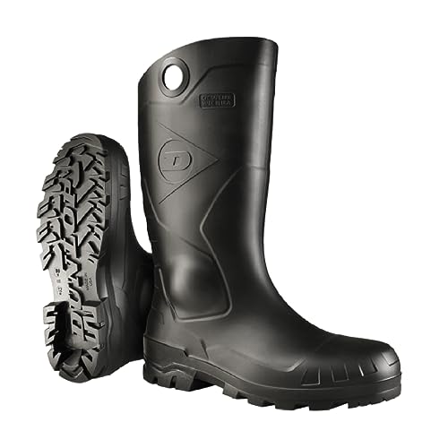 DUNLOP Protective Footwear, Chesapeake Steel Toe, 100% Waterproof, Lightweight, Industrial and Construction PVC Boots, Slip Resistant, 8677677.07, Size 7 US, Black - Image 1