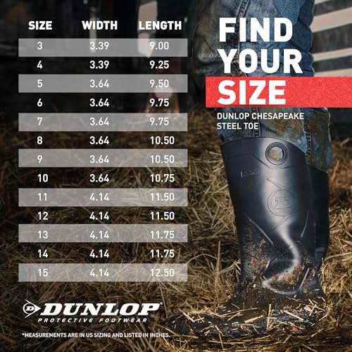 DUNLOP Protective Footwear, Chesapeake Steel Toe, 100% Waterproof, Lightweight, Industrial and Construction PVC Boots, Slip Resistant, 8677677.07, Size 7 US, Black - Image 5