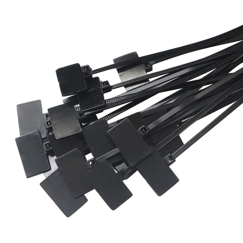 250 Pcs 4x150 Durable Self-locking Nylon Core Electric Cable Tie Wraps Ethernet Wire Zip Tie with Marking Label for Home Office (Black) - Image 1