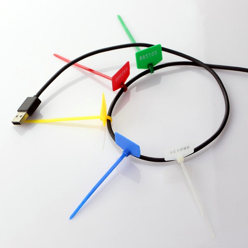 250 Pcs 4x150 Durable Self-locking Nylon Core Electric Cable Tie Wraps Ethernet Wire Zip Tie with Marking Label for Home Office (Black) - Image 2