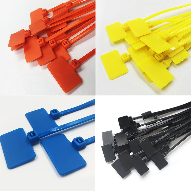 250 Pcs 4x150 Durable Self-locking Nylon Core Electric Cable Tie Wraps Ethernet Wire Zip Tie with Marking Label for Home Office (Black) - Image 3