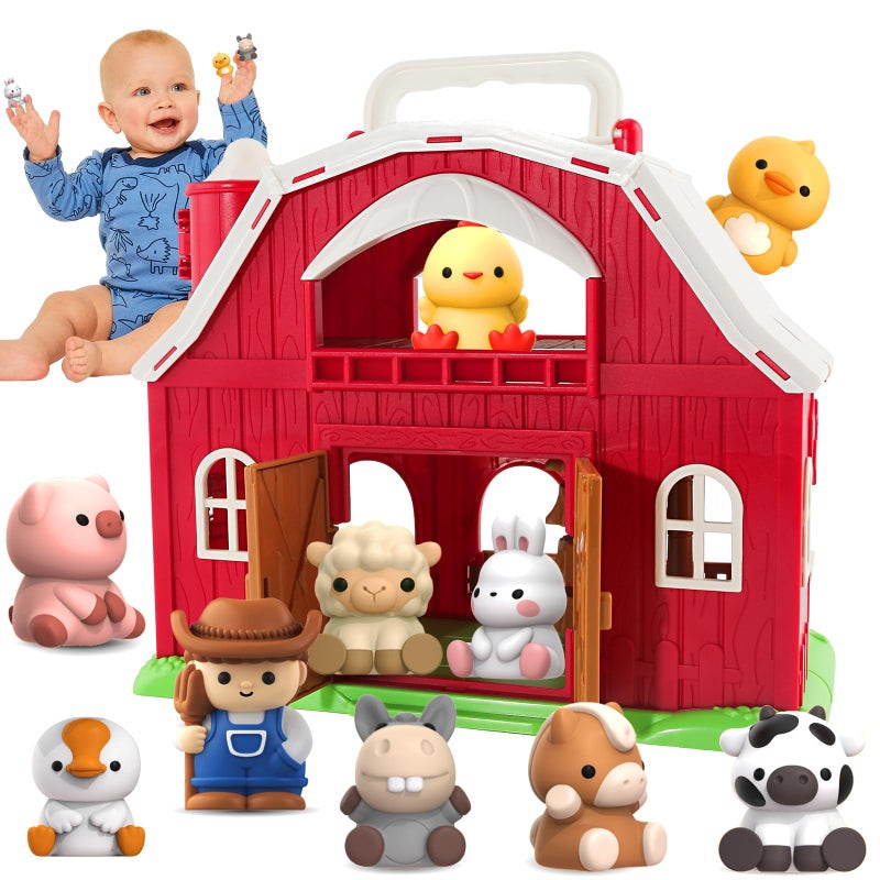 AuroTops Toys for 1 2 3 Years Old Boys and Girls Big Barn Playset with Farm Animal Preschool Montessori Toy Farm Playset with Big Red Barn  Farmer Christmas  Birthday Gift Toy for Kids - Image 2