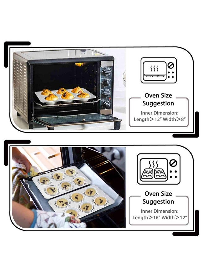 TeamFar Muffin Pans for Baking, Cupcake Pan Tray Set for Making Cakes Cornbread Quiche and More, Healthy & Non Toxic, Oven & Dishwasher Safe - Set of 2 - Image 4