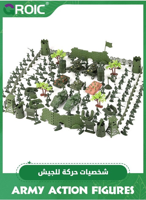 155 Piece Soldier Playset Army Men Play Bucket Army Action Figures Battle Group,Playset with Army Men, Aircrafts, Helicopters,Army Guys