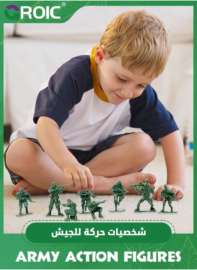 GROIC - 155 Piece Soldier Playset Army Men Play Bucket Army Action Figures Battle Group,Playset with Army Men, Aircrafts, Helicopters,Army Guys - Image 1