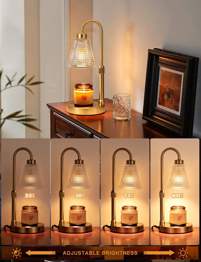 Innqoo Gold Candle Warmer Lamp with Timer, Dimmable Candle Warmer for Jar Candles, Height Adjustable Wax Melts Warmer, Birthday Gifts for Women Mom, House Warming Gifts New Home Decor - Image 2