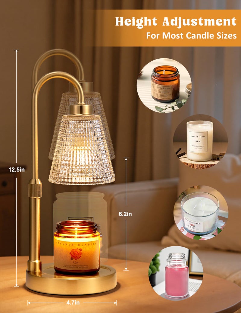 Innqoo Gold Candle Warmer Lamp with Timer, Dimmable Candle Warmer for Jar Candles, Height Adjustable Wax Melts Warmer, Birthday Gifts for Women Mom, House Warming Gifts New Home Decor - Image 4