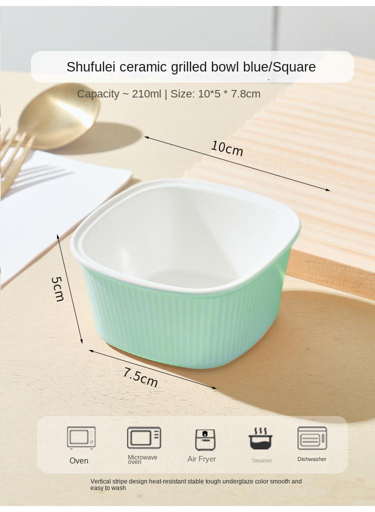 الأزرق جي دبليو أوعية رامكينز للكريمة برولي، أوعية رامكينز من البورسلين آمنة للخبز، أوعية رامكينز من البورسلين للخبز، أوعية رامكينز للخبز على الطراز الكلاسيكي، طقم من 6 قطع - Image 2