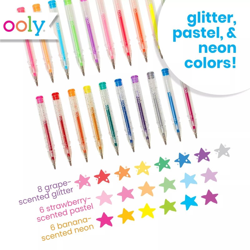 Ooly Scented Mini Doodlers Gel Set of 20 Pens - 20 Mini Glitter, Neon and Pastel Scented Gel Pens for Kids and Adults, Art and Stationery Supplies - Image 4