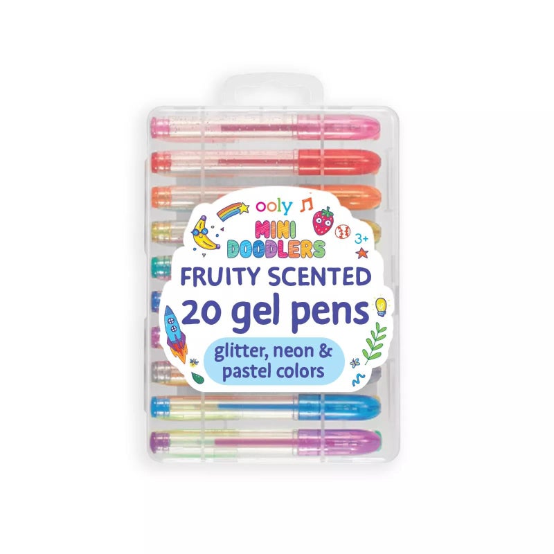 Ooly Scented Mini Doodlers Gel Set of 20 Pens - 20 Mini Glitter, Neon and Pastel Scented Gel Pens for Kids and Adults, Art and Stationery Supplies - Image 1