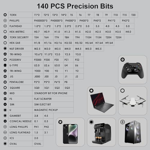 STREBITO Precision Screwdriver Set 153 in 1 Small Magnetic Screwdriver Set with Case, Electronic Repair Tool Kit for Computer, Laptop, iPhone, Macbook, PC, PS5, Xbox Controller, RC, Jewelers, Glasses - Image 2