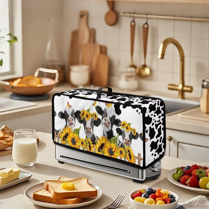 ZDCUSTOM Sunflower Milk Cow Kitchen Long Slot Toaster Dust Cover Bakeware Protector Compatible with 2 Slice Slim Toaster Dust Protection Anti-scratch - Image 3