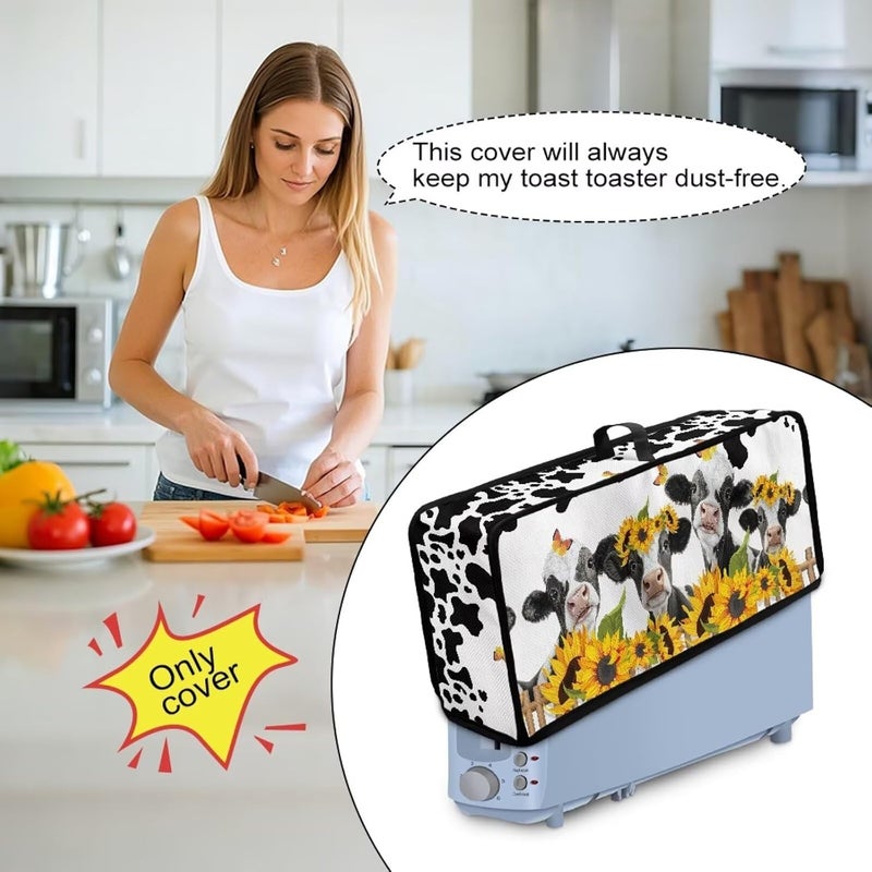 ZDCUSTOM Sunflower Milk Cow Kitchen Long Slot Toaster Dust Cover Bakeware Protector Compatible with 2 Slice Slim Toaster Dust Protection Anti-scratch - Image 4