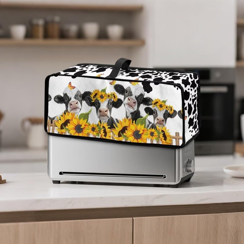 ZDCUSTOM Sunflower Milk Cow Kitchen Long Slot Toaster Dust Cover Bakeware Protector Compatible with 2 Slice Slim Toaster Dust Protection Anti-scratch - Image 2