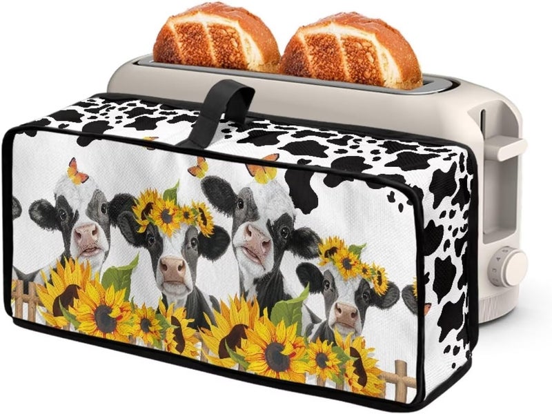 ZDCUSTOM Sunflower Milk Cow Kitchen Long Slot Toaster Dust Cover Bakeware Protector Compatible with 2 Slice Slim Toaster Dust Protection Anti-scratch - Image 1