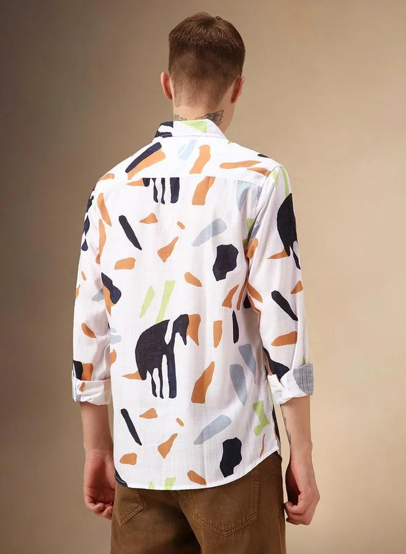 Dennis Lingo Men's Multicoloured Cotton Blend Printed Button Down Shirt