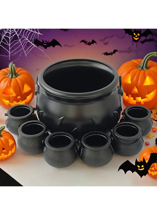 12 Pcs Halloween Spooky Witch Bucket Set Large Witch Bucket Flame Bucket And 10 Mini Buckets Scary Decor For Party Reusable Plastic Round Shape Ideal For Halloween Christmas Easter St Patricks Day Day Of The Dead - Image 2