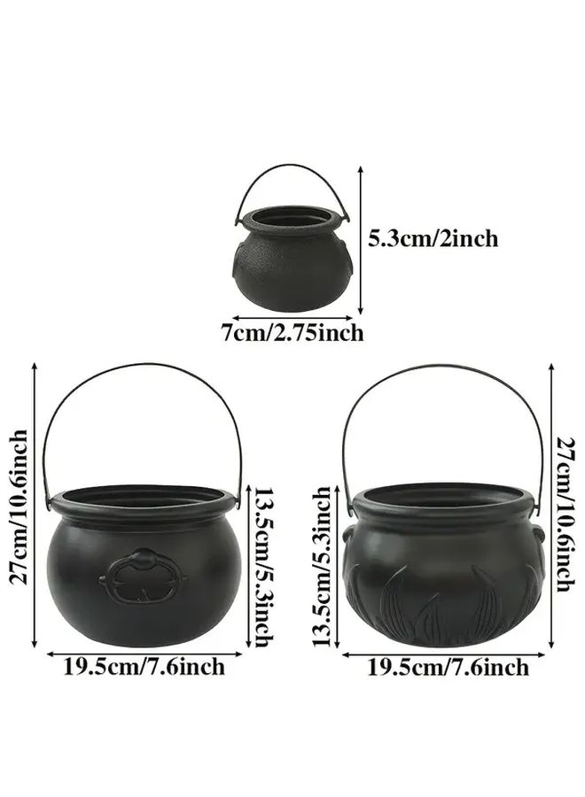 12 Pcs Halloween Spooky Witch Bucket Set Large Witch Bucket Flame Bucket And 10 Mini Buckets Scary Decor For Party Reusable Plastic Round Shape Ideal For Halloween Christmas Easter St Patricks Day Day Of The Dead - Image 3