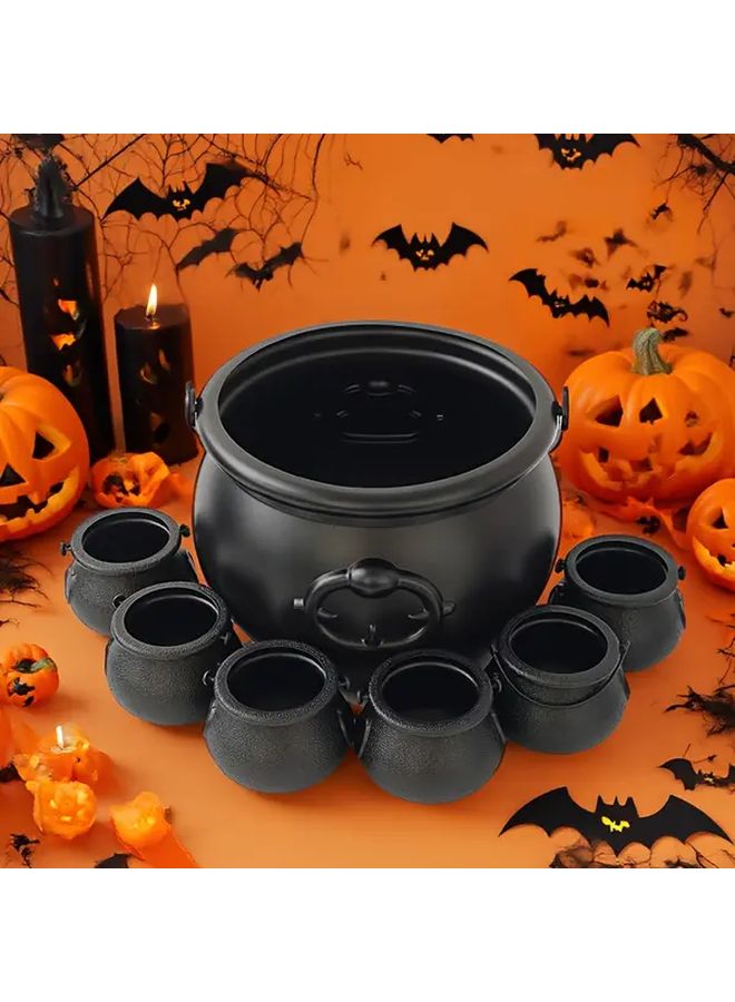 12 Pcs Halloween Spooky Witch Bucket Set Large Witch Bucket Flame Bucket And 10 Mini Buckets Scary Decor For Party Reusable Plastic Round Shape Ideal For Halloween Christmas Easter St Patricks Day Day Of The Dead - Image 1