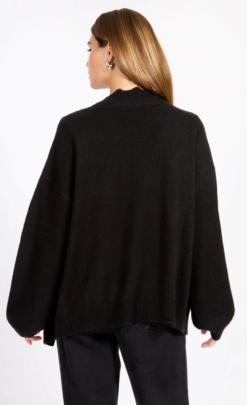 ليتل مسترس Black Knit Scallop Cardigan