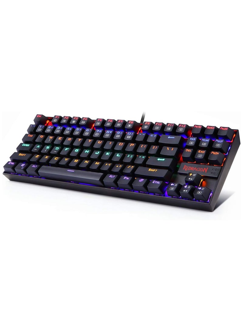 Redragon K552 Mechanical Gaming Keyboard Rainbow LED Backlit Wired with Anti-Dust Proof Switches for Windows PC (Black, 87 Keys Blue Switches) - Image 1