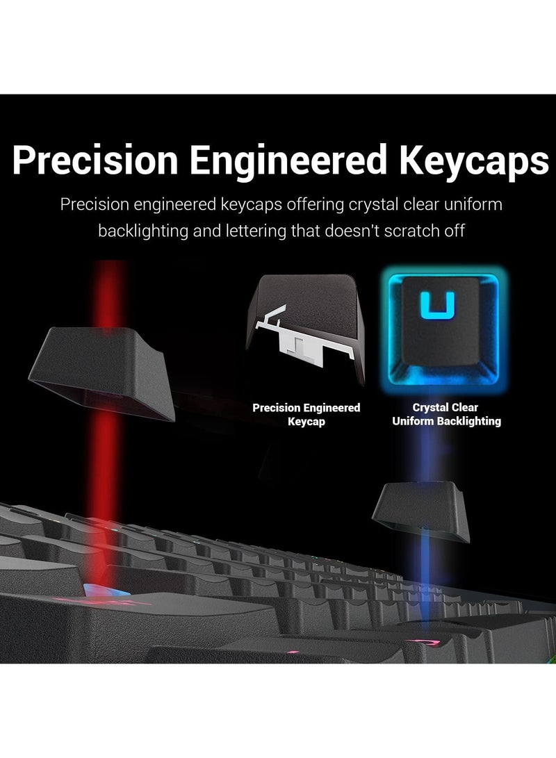 Redragon K552 Mechanical Gaming Keyboard Rainbow LED Backlit Wired with Anti-Dust Proof Switches for Windows PC (Black, 87 Keys Blue Switches) - Image 2