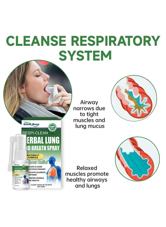 ساوث مون مُبَخرة الرئة والتنفس العشبية 30 مل، تخفف من آلام الحلق والأنف، سعال، مُبَخرة حلق طبيعي. - Image 2