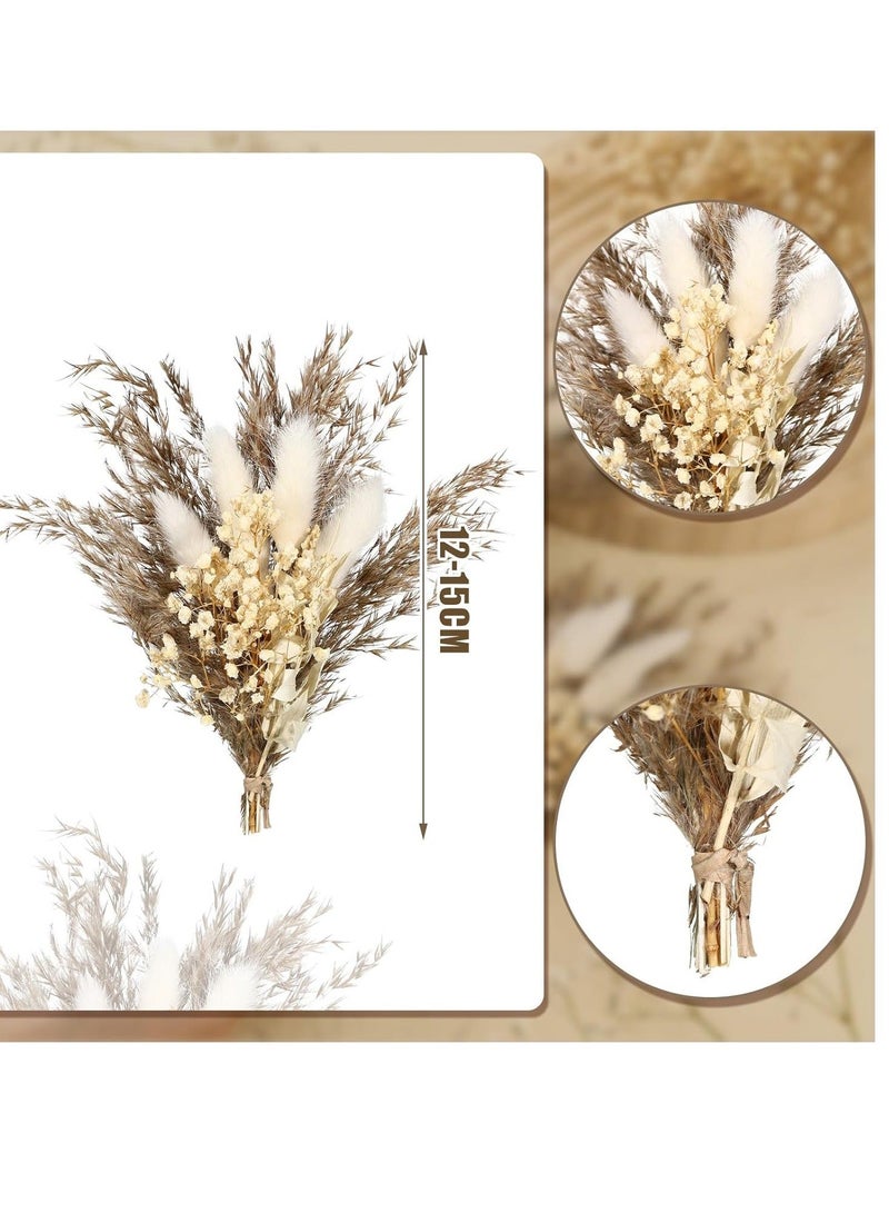 Mini Dried Flower Bouquet Set of 6, Boho Wedding Decor, Groomsmen Boutonnieres, Stylish Table Centerpieces, Natural Pampas Grass, Birthday Cake Toppers, Personalized Bridesmaid Gift Boxes - Image 3