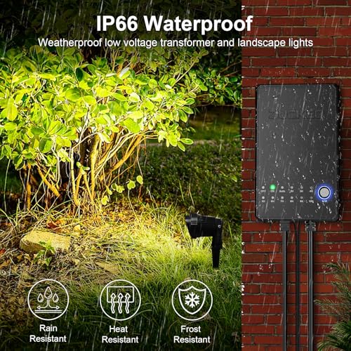 ZUCKEO All-in-One Low Voltage Landscape Lighting Kit, 5W LED Landscape Lights with Transformer, 120FT Wire and Connectors, Waterproof Outdoor Spotlight for Yard Garden House, 3000K 12V-24V, 12Pack - Image 4