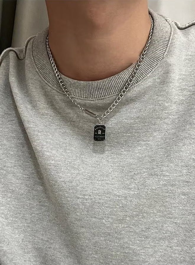 Ins Titanium Steel Necklace For Men And Women, Good Luck Label Necklace, Sweater Chain Accessory (50+5cm)  - Image 4