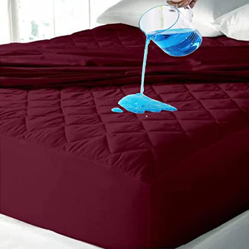 BABYLEE Waterproof Cotton Quilted Mattress Protector King Size Breathable Hypoallergenic Noiseless Ultra Soft Fitted Bed Protector 72x72 inch Mattress/Bed Cover (King 72x72 inch | 6x6 ft, Wine) - Image 1