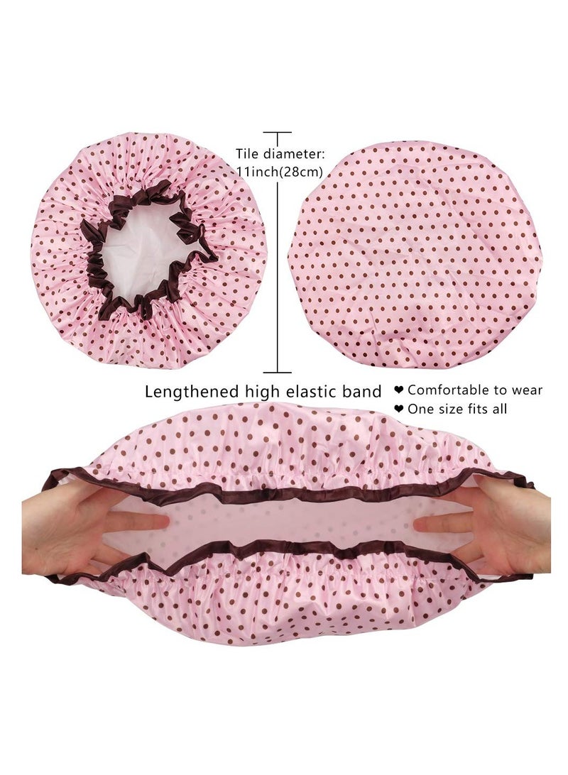 TCOTBE 4 Pieces Shower Cap for Women, Elastic and Reusable, Environmental Protection Hair Bath Caps, Double Waterproof Layers Bathing Hat - Image 2