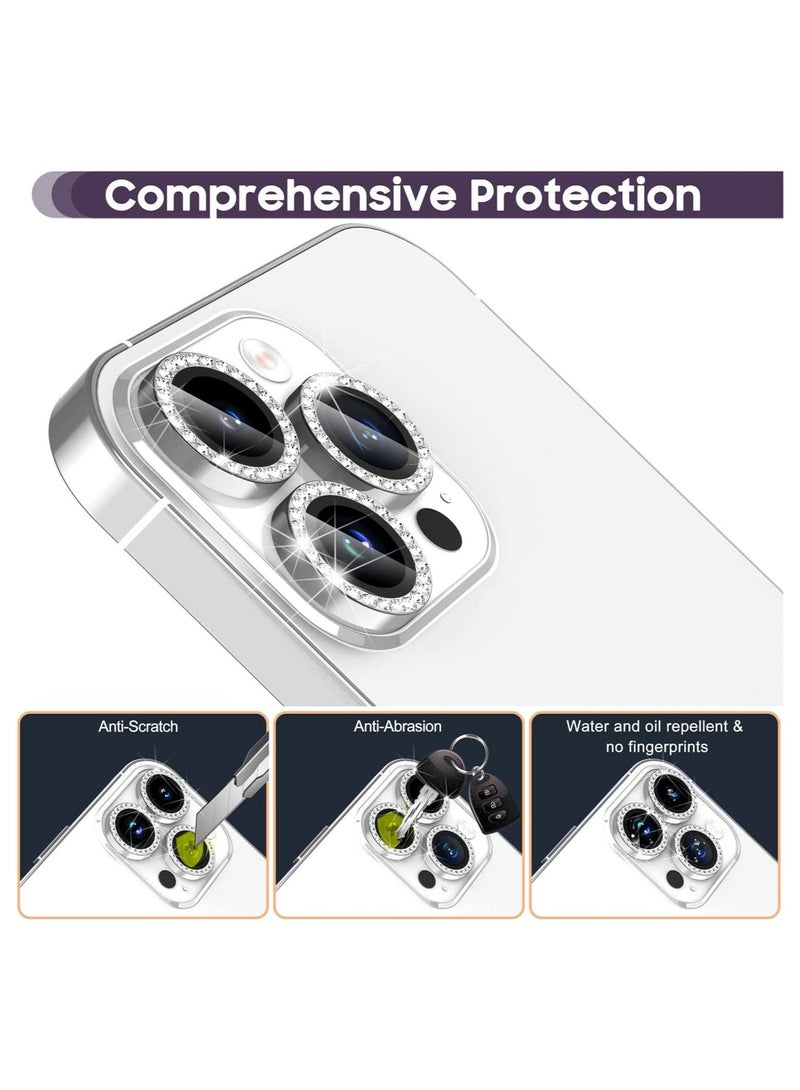 Camera Lens Protector, Set with Diamonds Bling Camera Cover Tempered Glass for iPhone 14 Pro Max /14 Pro - Image 3
