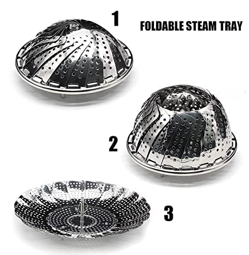 AARKRI SALES Vegetable Steamer Basket 100 Stainless Steel Steamer Insert for VeggieSeafood CookingBoiled Eggs with Safety Tool Fit for Instant Pot and Adjustable Pack of 1 Small - Image 4