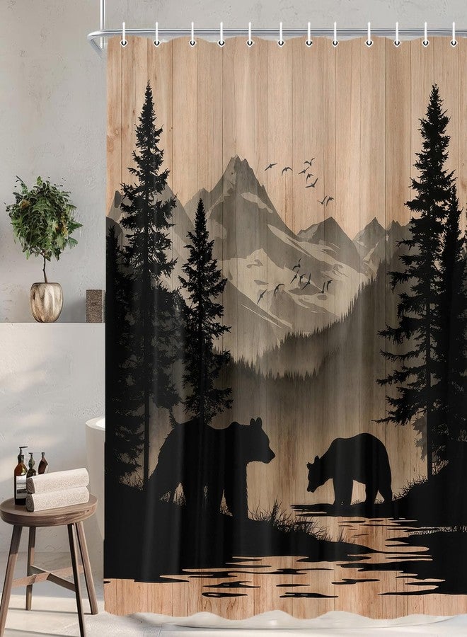 Lacoiime Rustic Cabin Shower Curtain, Mens Outdoor Bear Forest Wildlife Country Farmhouse Bath Curtains, Hunting Camping Camper RV Waterproof Fabric Bathroom Decor Accessories Set with Hooks,70X70IN - Image 5