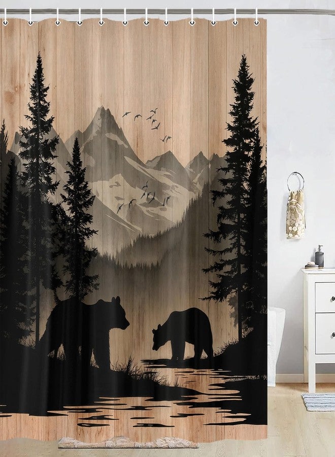 Lacoiime Rustic Cabin Shower Curtain, Mens Outdoor Bear Forest Wildlife Country Farmhouse Bath Curtains, Hunting Camping Camper RV Waterproof Fabric Bathroom Decor Accessories Set with Hooks,70X70IN - Image 4