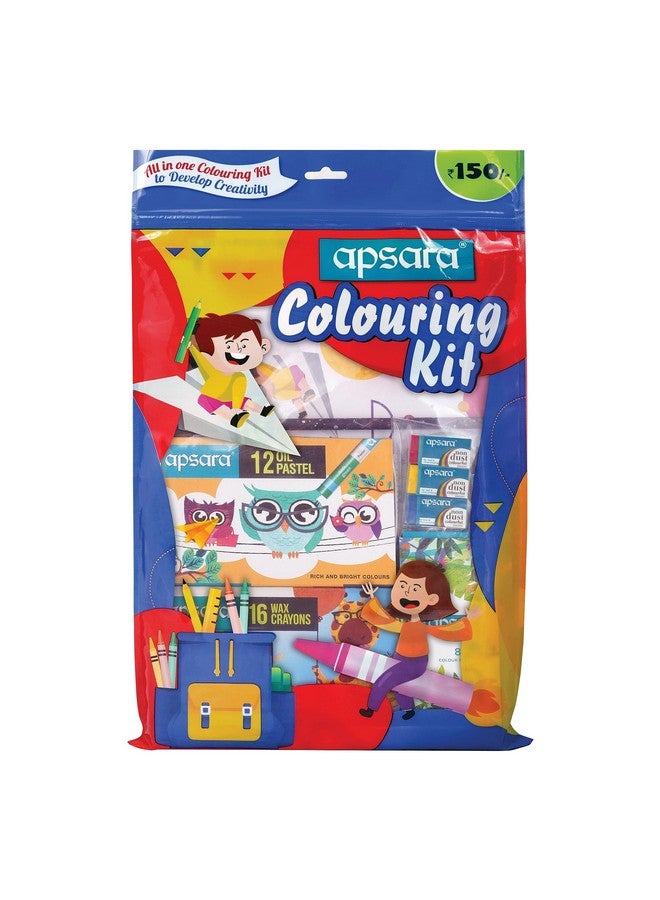 Apsara Colouring Kit | Ideal Gift Pack | Colouring Kit For Children | Kids Gifting Set | Complete Drawing Set | Fun Birthday Gift | Fun Children'S Gift | Combo Of 7 Items - Multicolor