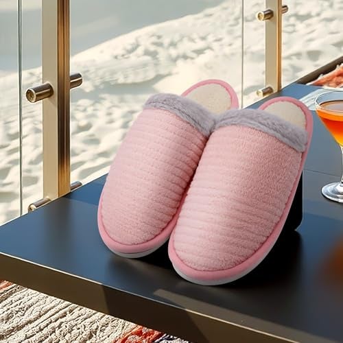 VRITRAZ Stylish Furline Design | Anti Skid | Lightweight Indoor Winter Slipper For Girls and Womens, Warm House Chappal, Casual Flats (Color-Pink, Size-5) - Image 2
