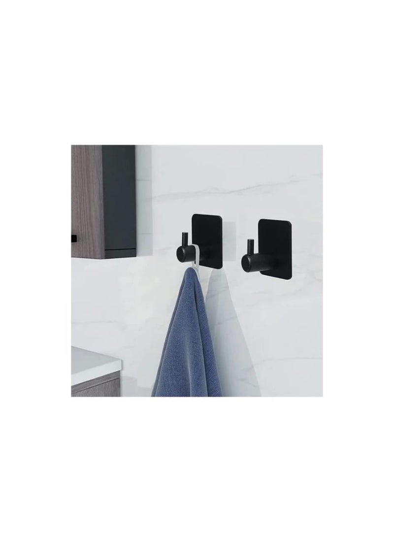 Black Wall Hooks (4 Pack) – Self-Adhesive, Waterproof, Heavy Duty for Home & Office - Image 2