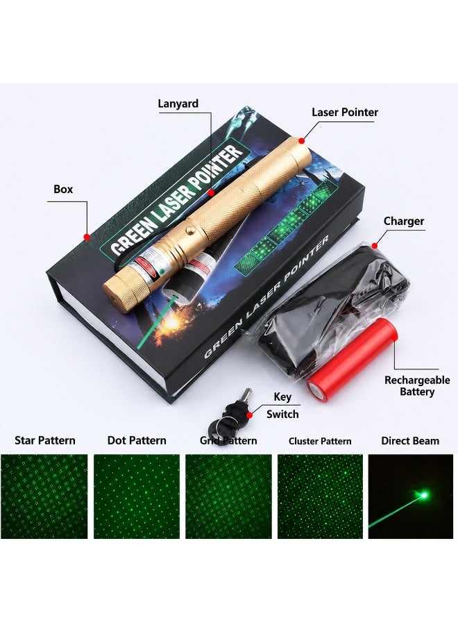 Rechargeable Green Laser Pointer with Starry Sky Mode, 18650 Battery, for Teaching & Outdoor Use - Image 1
