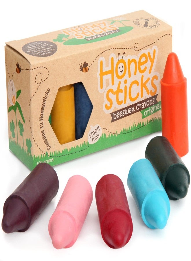 Honeysticks 100% Pure Beeswax Crayons (12 Pack) - Non Toxic Crayons, Safe for Babies and Toddlers, for 1 Year Plus, Handmade in New Zealand with Natural Beeswax, Food-Grade Colors, Eco-Friendly - Image 1