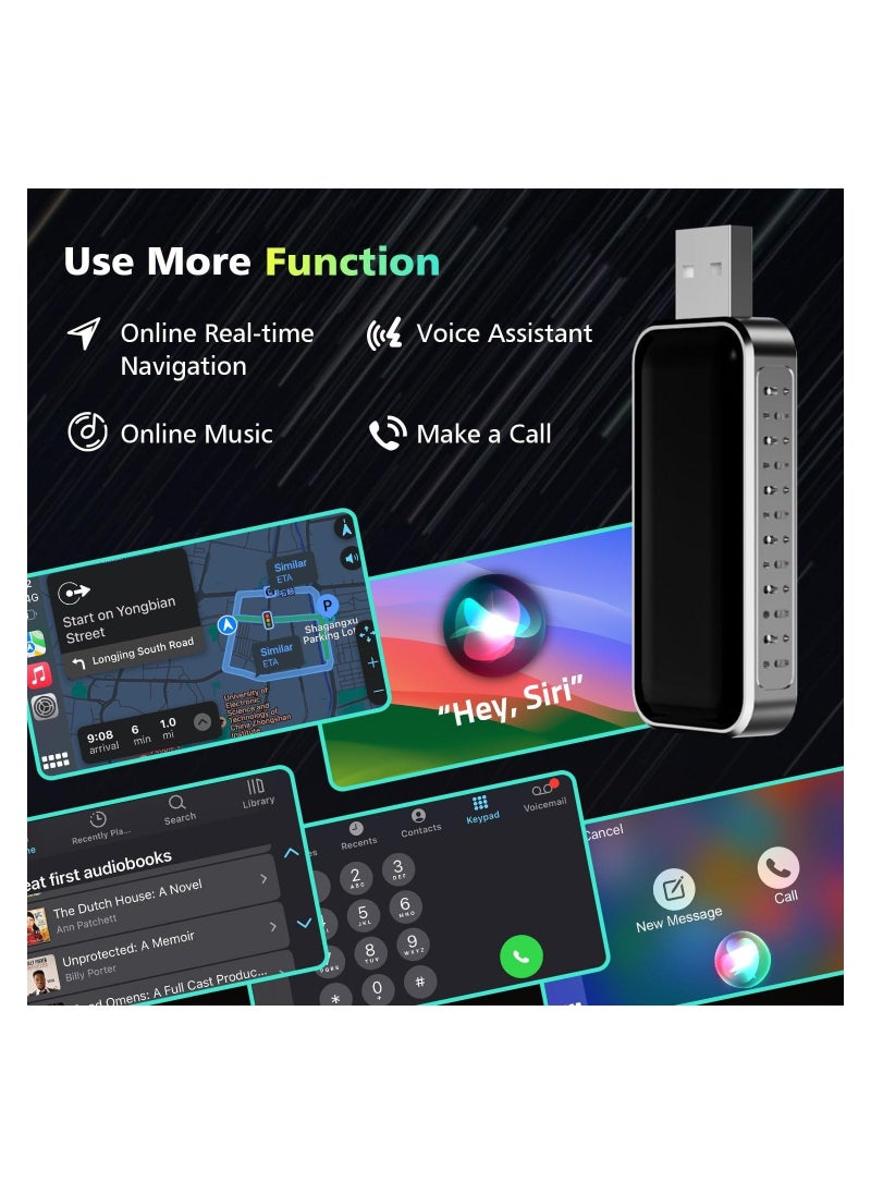 Wireless Apple Carplay Adapter, Online Update Carplay Wireless Adapter, for Factory Wired Apple Carplay Auto Connect Wireless Carplay Converts Cars from 2017 & iOS 13+, 3 Adapters, Fast and Easy Use - Image 2