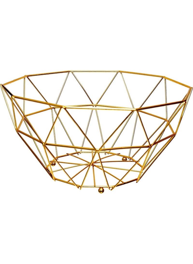 طبق فاكهة معدني دائري ذهبي أنيق – تصميم عصري فخم للمائدة والتنظيم المنزلي - Image 5