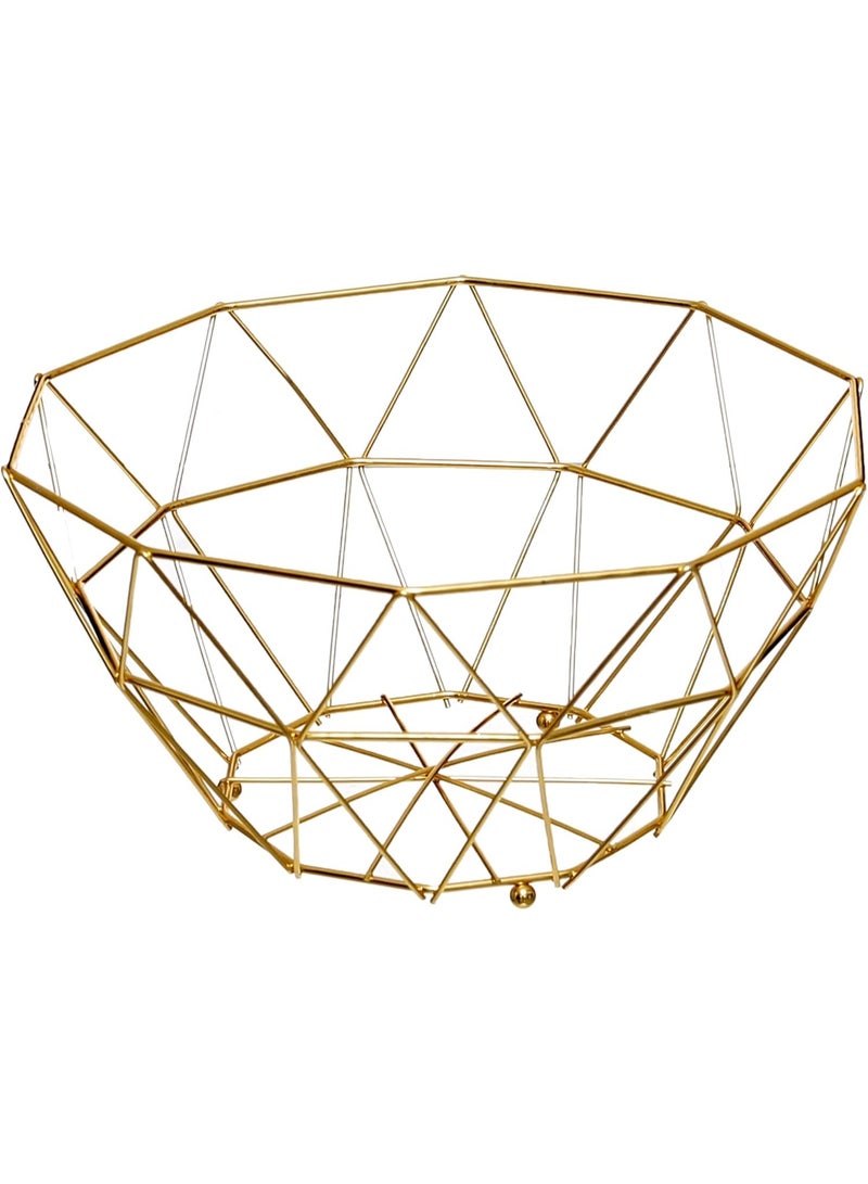 طبق فاكهة معدني دائري ذهبي أنيق – تصميم عصري فخم للمائدة والتنظيم المنزلي - Image 2