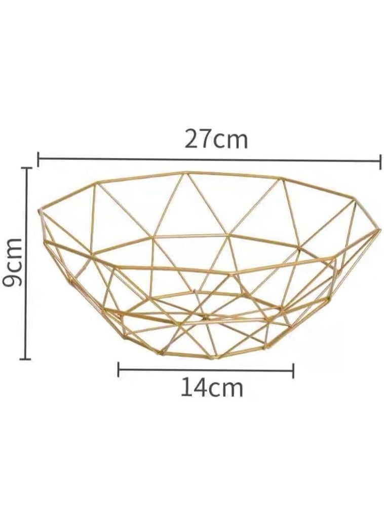 طبق فاكهة معدني دائري ذهبي أنيق – تصميم عصري فخم للمائدة والتنظيم المنزلي - Image 3