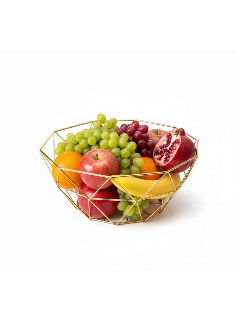 طبق فاكهة معدني دائري ذهبي أنيق – تصميم عصري فخم للمائدة والتنظيم المنزلي - Image 1