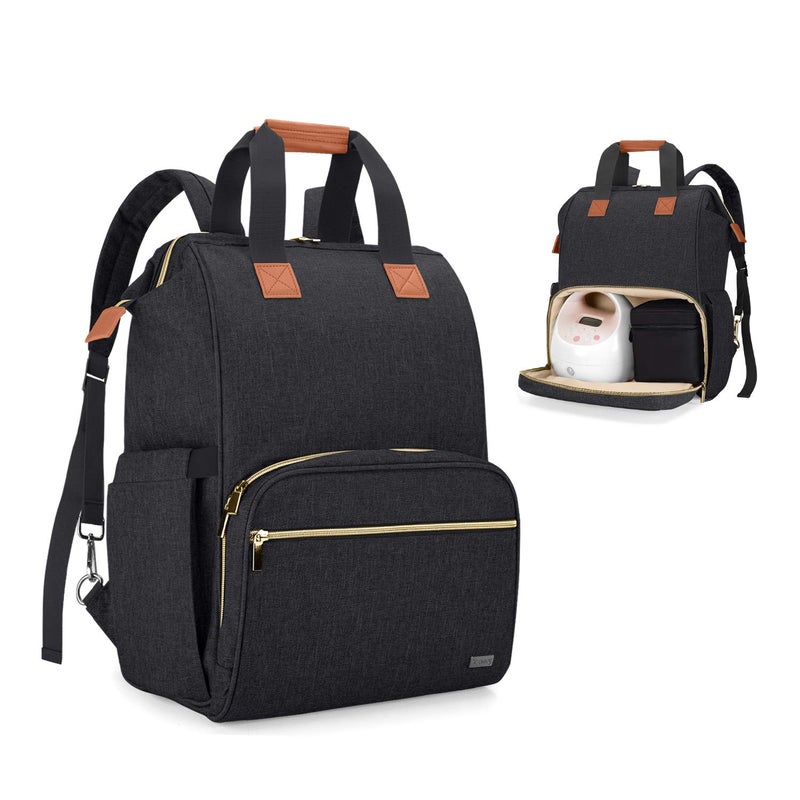Teamoy Teamoy Breast Pump Bag Compatible with Spectra S1S2 Medela and Cooler Bag Convertible Breast Pump Tote and Backpack with Laptop Sleeve for Working Moms Black 