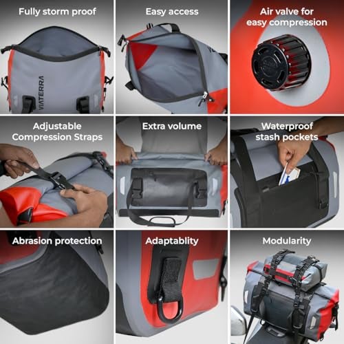 ViaTerra Waterproof Motorcycle Tail Bag 40L – Universal Fit Dry Bag for Rear Seat, No Rack Needed, Heavy Duty PVC Luggage for Touring, Camping & Adventure Riding - Image 5